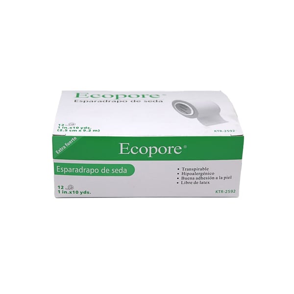 Esparadrapo Ecopore Unidix Seda 2,5 x 10m (Caixa 12 Unidades)